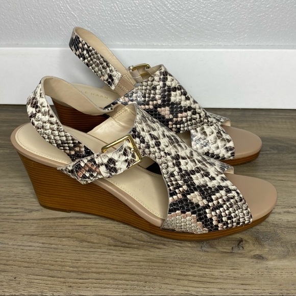 Cole Haan NEW Philomina Wedge Leather Sandals 8.5 - Picture 3 of 8